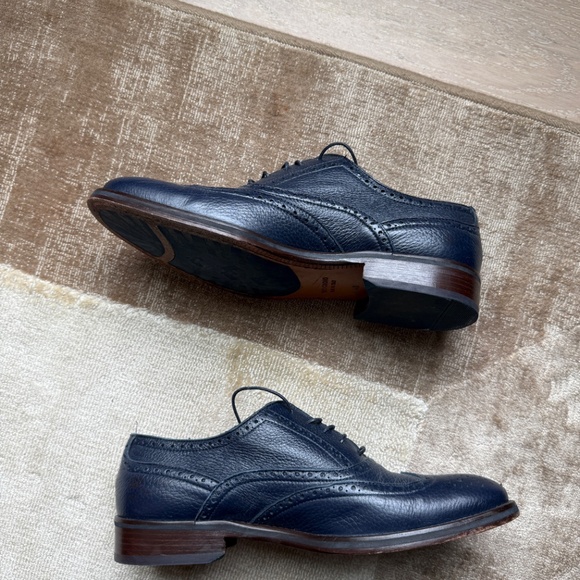 Savitti Made in Italy Men’s Navy Leather Wingtip Oxford Dress Shoes (Size 40) - Picture 4 of 8